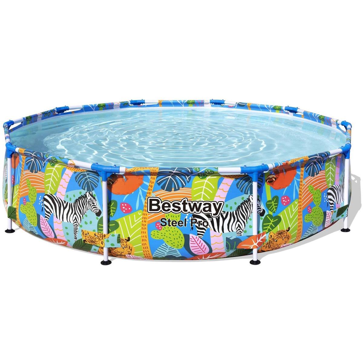 Bestway Steel Pro Frame Pool, rund, bunt Zebra, 305x66cm CampingBuddies