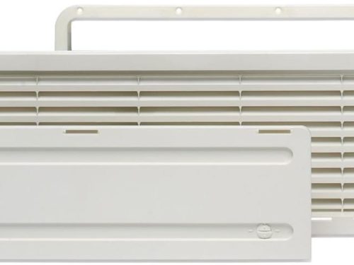 K-TECH-PRO Lüftungsgitter 350x350mm, Grau – Außenwandmontage, ASA-Kunststoff