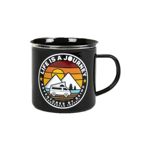 Life is a Journey Tasse, Emaille, 350ml, schwarz