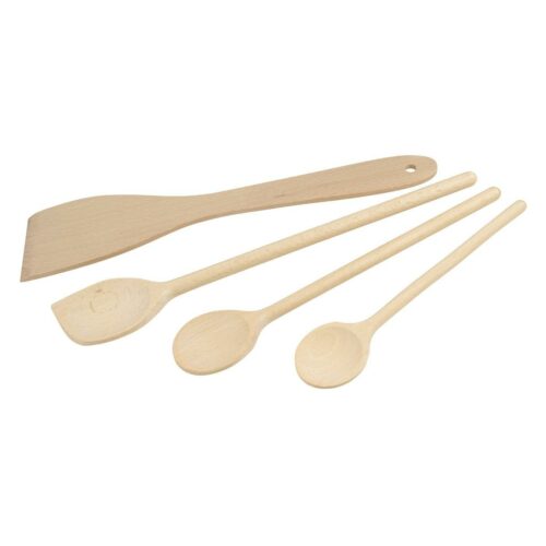 Fackelmann Eco Küchenhelfer-Set, 4-teilig, Holz