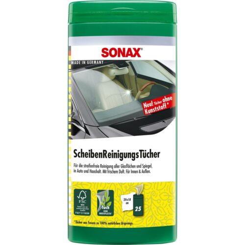 SONAX ScheibenReinigungsTücher Box, 25 Stück
