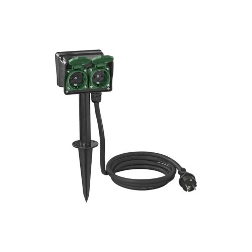 Pro Plus Gartensteckdose Schuko 4-fach mit Erdspieß 2M 3x2,5mm²