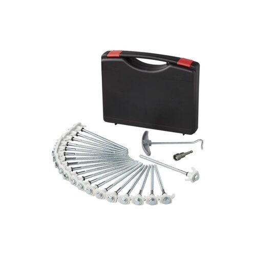 Pro Plus Zelthering-Set mit Kunststoffhaken, schraubbar, 20cm, Metall, 20 Stück