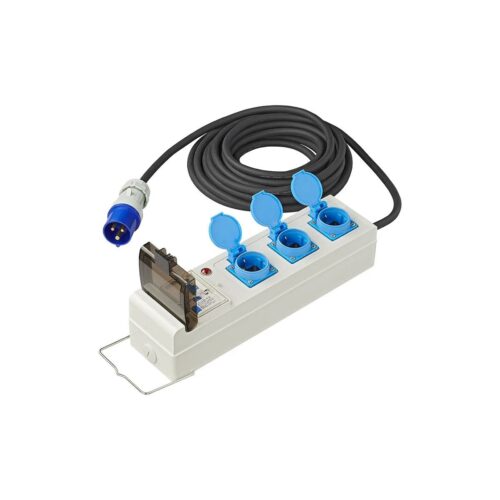 Pro Plus CEE-Mehrfachstecker auf 3xSchuko, mit MCCB und RCD, 10m