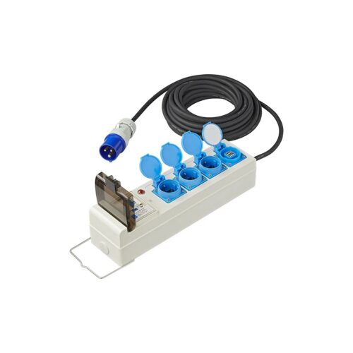 Pro Plus CEE-Mehrfachstecker auf 3xSchuko und 2xUSB, mit MCCB und RCD, 20m