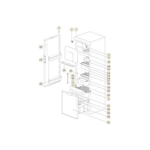Kühlschrank Ersatztür unten, 464x412mm - Thetford Ersatzteil Nr. 69052127R - für N3141 / N4141