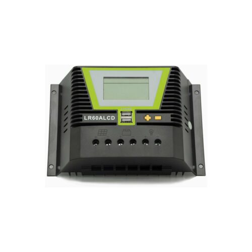 WATTSTUNDE LR-LCD Solar Laderegler mit Dual USB-Anschluss und LCD-Anzeige, 12V/24V, 60A
