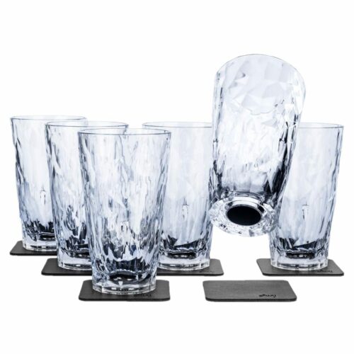 silwy Magnet Longdrinkgläser, Kunststoff, 300ml, 6er Set, transparent