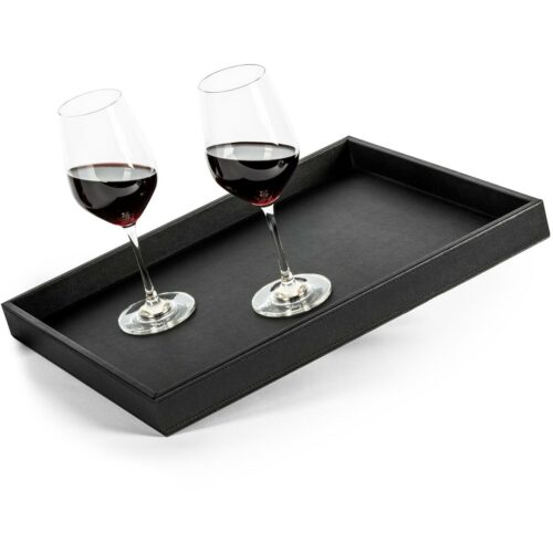 silwy Metall-Tablett im Lederlook, schwarz