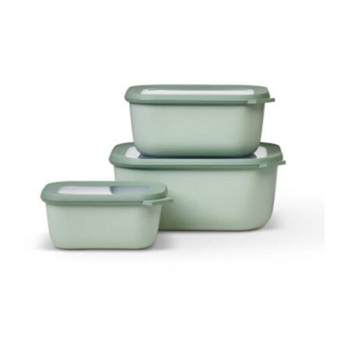 Mepal Cirqula Multischüssel-Set, rechteckig, 3-teilig, hoch, nordic sage