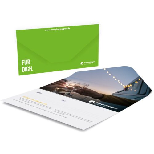 Camping Wagner Geschenkgutschein - Geburtstag - 70 € Geschenkkarte per Post