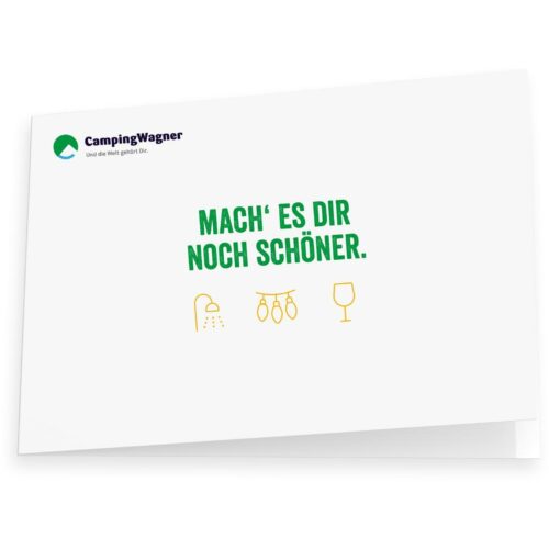 Camping Wagner Geschenkgutschein - Noch schöner - 50 € per E-Mail zum Selbstdrucken