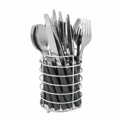 Bo-Camp Besteckset im Korb, 24-teilig, grau