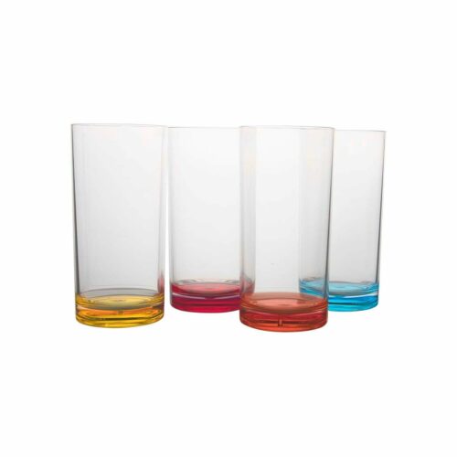 Gimex Colour Line Longdrinkglas, 4er Set, 480ml, Rainbow