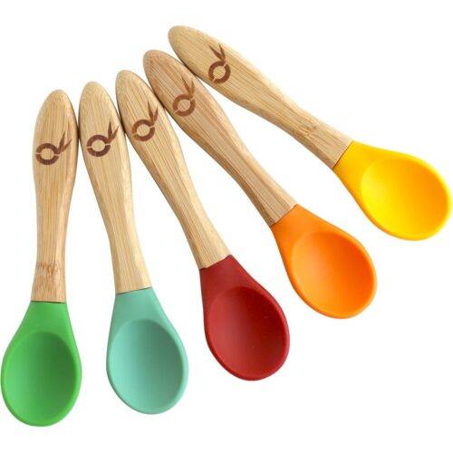 Pandoo Kinderlöffel Bambus & Silikon, 5er Set