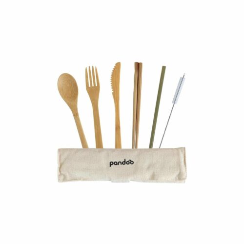 Pandoo Reisebesteck-Set, Bambus, 7-teilig