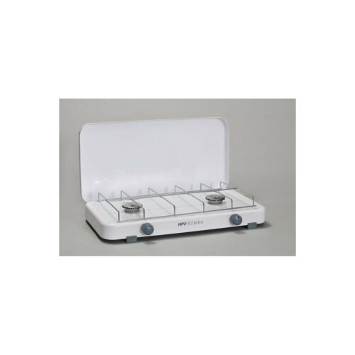 HPV Rumba Gaskocher, 2-flammig, 50mbar, mit Zündsicherung u. Piezo, weiß