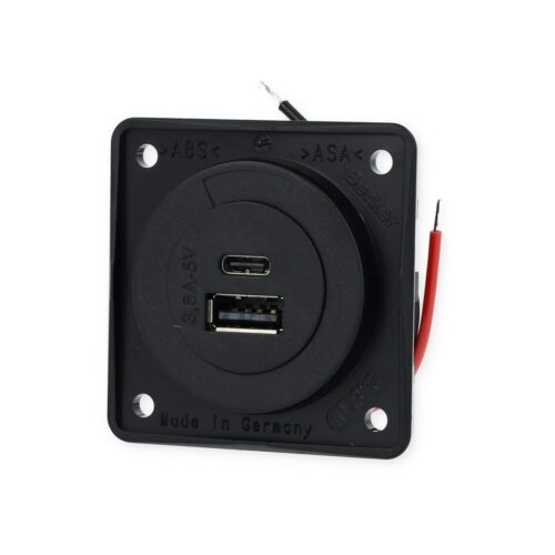 Berker Integro Flow/Pure USB-Ladesteckdose, USB-A /USB-C, 12V, schwarzmatt