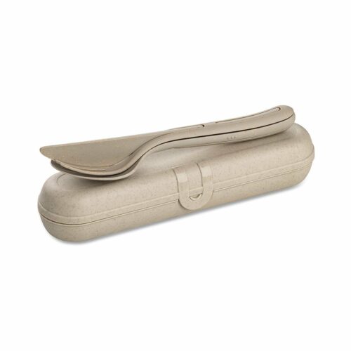 Kozio Klikk Ready Etui + Besteckset, 3-teilig, nature desert sand