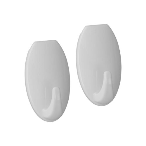 Metaltex pullCLEAN ovale Klebehaken, 2er-Pack, weiß