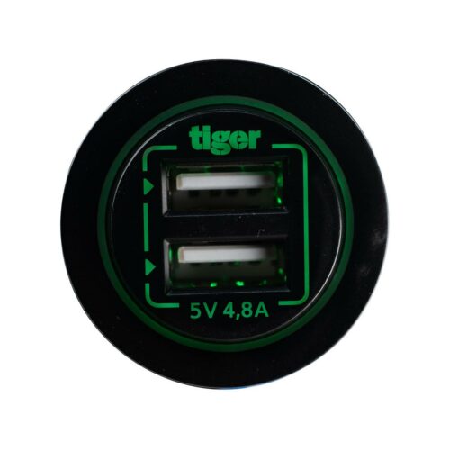 tigerexped USB-A Steckdose, zweifach, 2x2,4A, 12V/24V, grün