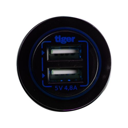 tigerexped USB-A Steckdose, zweifach, 2x2,4A, 12V/24V, blau