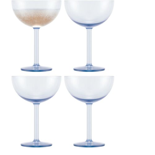 Bodum Oktett Gläser Set, 4 Stück, Kunststoff, Champagnerschale, blue moon