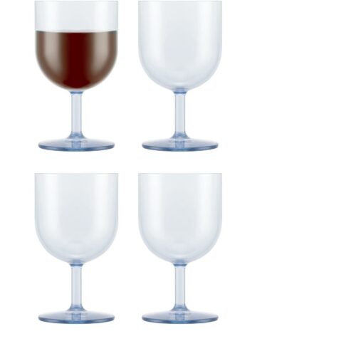 Bodum Oktett Gläser Set, 4 Stück, Kunststoff, Rotweingläser, blue moon