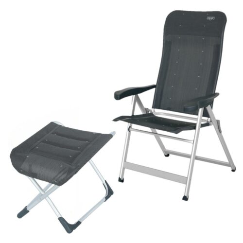Crespo Deluxe AL/237-DL Campingstuhl inkl. Fußauflage, anthrazit - Camping Wagner Edition