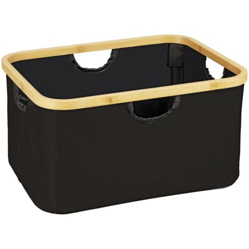 Wenko Ecori Wäschekorb, 28l, bambus, schwarz, 2er-Set