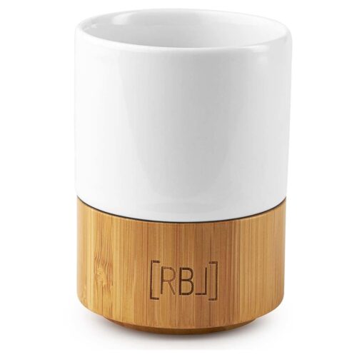 Rebel Outdoor Becher mit Bambusuntersatz, 200ml, weiß