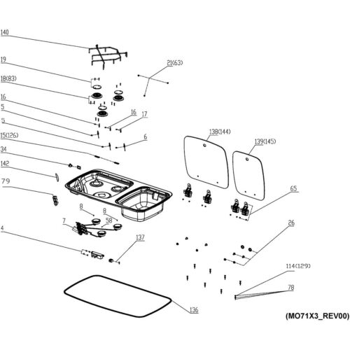 Schalter, rechteckig - Dometic Ersatzteil Nr. 4453001399 - für elektr. Zündung zu Dometic-Kochern und Kombinationen