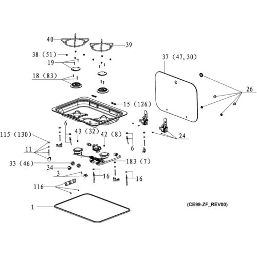 Rost, Ø17,5cm, emailliert - Dometic Ersatzteile Nr. 4453001404 - für Dometic-Kocher HBG 2335
