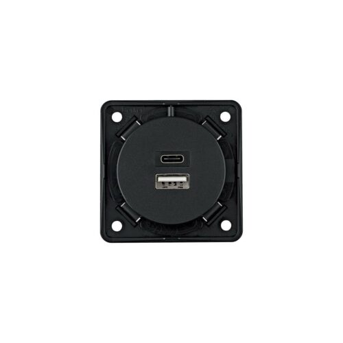 Berker Integro Flow/Pure USB-Ladesteckdose, USB-A /USB-C, 12V, anthrazit
