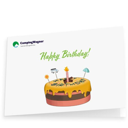Camping Wagner Geschenkgutschein – Geburtstag (Torte) - 350 € per E-Mail zum Selbstdrucken