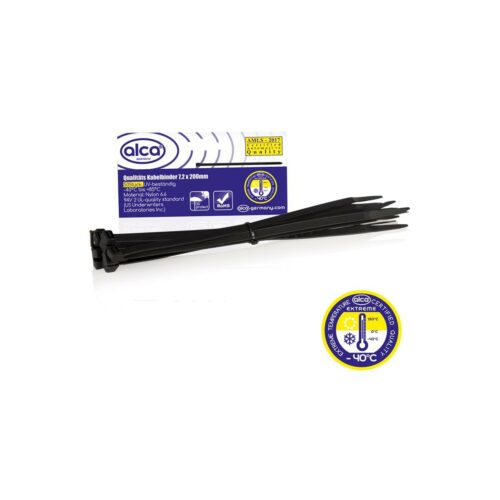 Alca Kabel Fix Kabelbinder, 7,2x200mm, 50er-Pack, schwarz