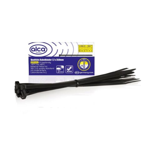 Alca Kabel Fix Kabelbinder, 7,2x350mm, 50er-Pack, schwarz