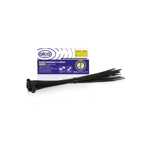 Alca Kabel Fix Kabelbinder, 7,2x400mm, 50er-Pack, schwarz