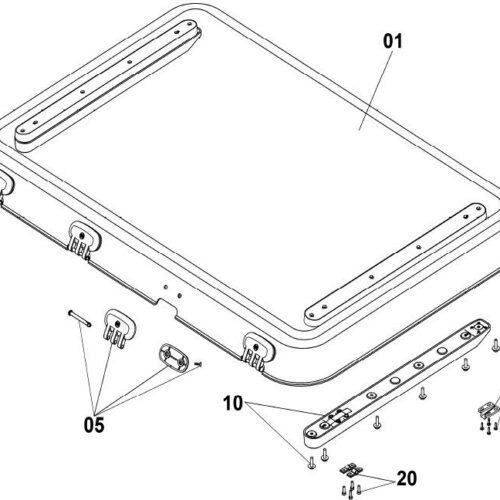 Scharnier - Dometic Artikelnr. 4460000142 - für Heki 3/3plus/4, mit Montageteilen