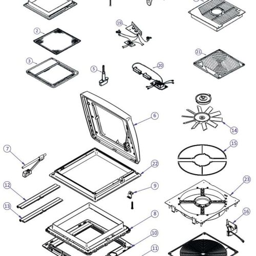 Motor + Fan Blade Ventilator - Thule Ersatzteil Nr. 1500600700 - für Vent Dachhaube