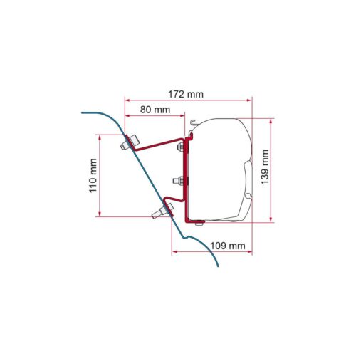 Fiamma F45 Adapter für Mercedes Sprinter II / VW Crafter / Westfalia (H3) Bj. 2006-2016