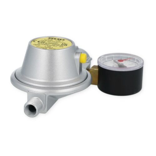 GOK Caramatic BasicOne EN61 Gasdruckregler, 0,8kg/h, 30mbar (Einsatz: RM+Caravan), mit Manometer