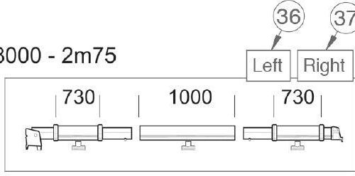 Klemmprofil rechts Auszug 2,75m - Thule Ersatzteil Nr. 1500602164 - passend zu Thule Safari Residence / Panorama 8000