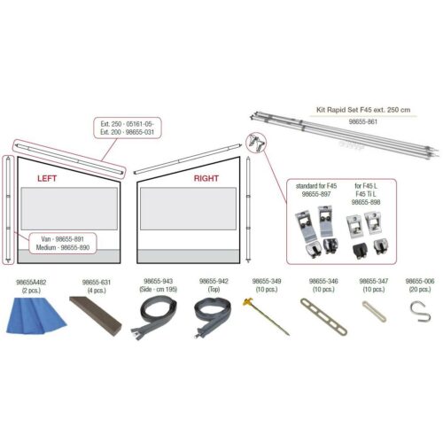 Vertikaler Rafter mit Feder - Fiamma Ersatzteil Nr. 98655-890 - für ZIP / Privacy Room Medium