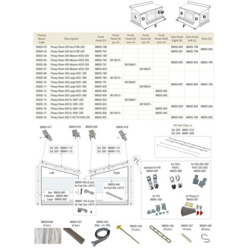 Seitenwand links - Fiamma Ersatzteil Nr. 98655-804 - passend zu Privacy Room F45 Medium