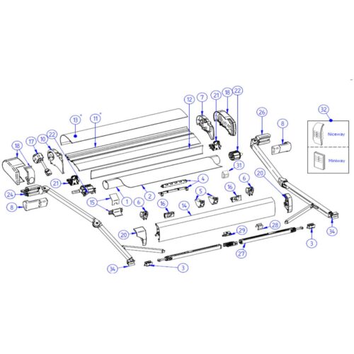Tuchrollenendkappen-Satz - Thule Ersatzteil Nr. 1500602499 - passend zu Thule Omnistor 9200