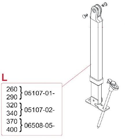 Stützfuß links für 2,6-2,9m Markisenlänge - Fiamma Ersatzteil Nr. 05107-01- - passend zu Fiamma F65 260 , 290