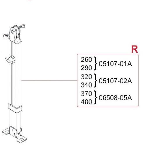 Stützfuß rechts für 2,6-2,9m Markisenlänge - Fiamma Ersatzteil Nr. 05107-01A - passend zu Fiamma F65 260 , 290