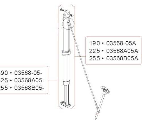 Stützfuß links für 1,9m Markisenlänge - Fiamma Ersatzteil Nr. 03568-05- - passend zu Fiamma Caravanstore 2005 / 2007 / 2013 / F35 Pro