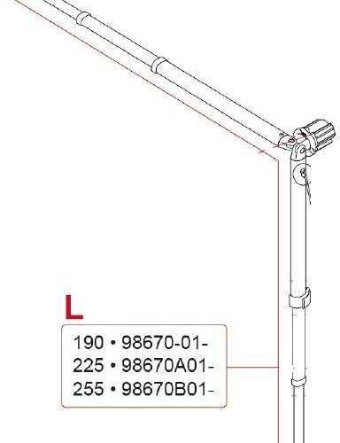 Spannstange + Stützfuß links für 2,25m Markisenlänge - Fiamma Ersatzteil Nr. 98670A01- - passend zu Fiamma Caravanstore 2013